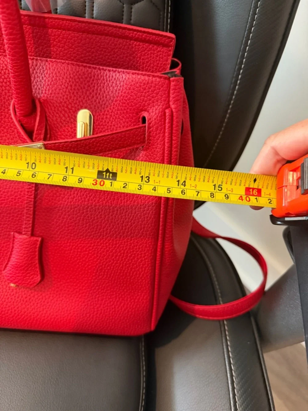 Red Leather Top-Handle Women’s Tote - Picture 4 of 5